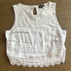 Women's White Scalloped Top Topshop